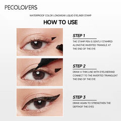 2 in1 Eyeliner Stamp Pencil, Double-ended and 3 Color, Fine Eyeline & Wink Stamp Original, Waterproof and Easy To Remove