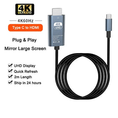 محول USB C إلى HDMI 4K 60Hz كابل نوع C كابل محول HDTV لجهاز iPhone 15 TV محول MacBook Air iPad Samsung Laptop