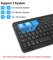 7/10inch Bluetooth Keyboard Wireless Keyboard Bluetooth Mini English Russian Keyboard Rechargeable For ipad Phone Tablet