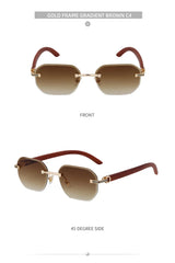 Vintage Square Rimless Sunglasses Men 2025 Luxury Brand Trendy Frameless Punk UV400 Eyewear Anti Blue Light Prescription Glasses