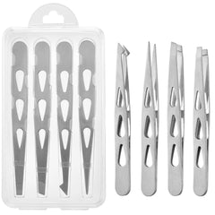 4Pcs High-quality Professional Tweezers Set - Perfect For Eyebrow Hair Removal, Splinter & Ingrown Hair Removal & For Men & Wome