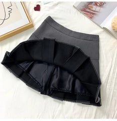 Grey High-waisted Mini Dress For Women Slimming Versatile Anti-exposure A- line Skirt Design Sensibility Spring Autumn 2024 New