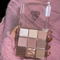 DIKALU Spring And Summer New Eyeshadow Palette Oh Rosy Nine Palace Grid Auto Focus Low Saturation Smoke Powder Rose Plate