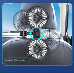 Car Fan  3-speed Car Seat Back Cooling Fan USB Charge Dual Head Fan 360 Degree Rotation Neck Cooler for Summer Car Accessories