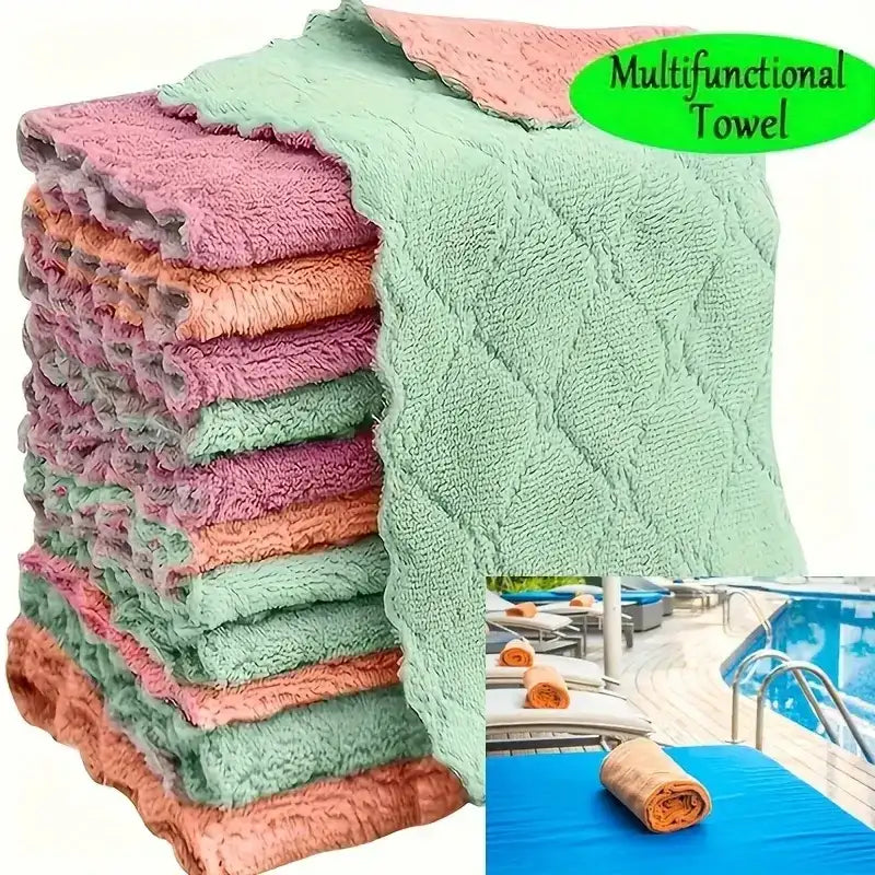 5/10/20pcs Kitchen Towel, Ultra-fine Fiber Light Gray Cleaning Cloth Set, Absorbent, Soft And Stain-removing Cloth - Mumzar