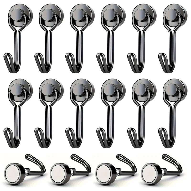 20pcs black Magnetic Hooks Cruis Heavy Duty Neodymium Rare Earth Magnetic Hangers, Extra Strong Magnets with Hook for Hanging, R