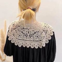 Women Shrugs Lace Hollow Out Female Summer Casual All-match Shawls Simple Scarf-collar Sleeveless Knitted Tops Korean Style Chic