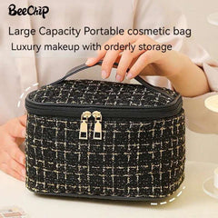 Fashion Cosmetic Bag Large Capacity Portable Handbag Woven Cosmetics Makeup Brush Storage Household Travel Wash Bag