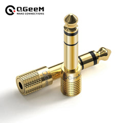 محول صوت QGeeM Jack 6.5 6.35 مم ذكر إلى موصل أنثى 3.5 مم لمكبر صوت سماعة الرأس ومحول صوت الميكروفون AUX 6.3 3.5 مم