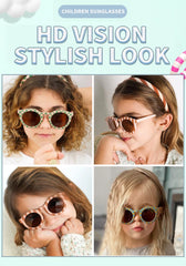 2023 New Kids Cute Checker Panel Color Round UV400 Sunglasses Baby Girls Outdoor Sun Protection Sunglasses Children Sun Glasses
