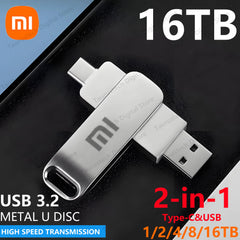 Xiaomi 2-In-1 Flash Drive Fast Speed USB3.2 Memories Type-c 8TB 16TB Pendrive 128GB 2TB High Speed Flash Disk For Computer NEW
