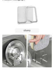 1pc Sink Sponge Holder For Kitchen Slivery Stainless Steel Household Water Channel Dishcloth Rag Storage Rack
