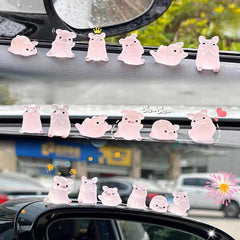 6pcs/set Cute pig cartoon Car Interior Decoration Car Doll Center Console Screen Decoration Cute Car Accessories for Women