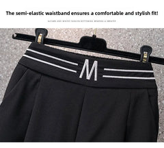 High Waist Straight Leg Elastic Women's Seven-Foot Pants Casual Outdoor Wear Summer Slimming Spor Wide Leg orts