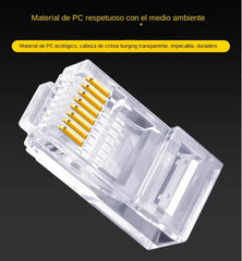 100 قطعة/الوحدة RJ45 CAT6 CAT5e موصلات مرورية ذات نهاية كريستالية مطلية بالذهب 8P8C مجعد UTP معياري لشبكة إيثرنت قابس معياري