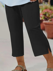 2024 summer women's new plus size knitted fabric elegant temperament slit sweatpants