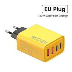 شاحن سريع 120 وات من النوع C Quick Charge 3.0 محول شاحن USB لأجهزة iPhone وSamsung وXiaomi PD USB شاحن سريع الشحن
