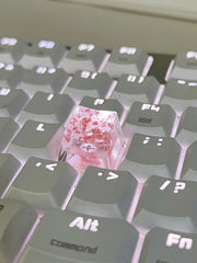 1Pcs High Quality Epoxy DIY Translucent Leaves Dry Flowers Paper Cross Axis Mechanical Keyboard Keycap Universal Accessories