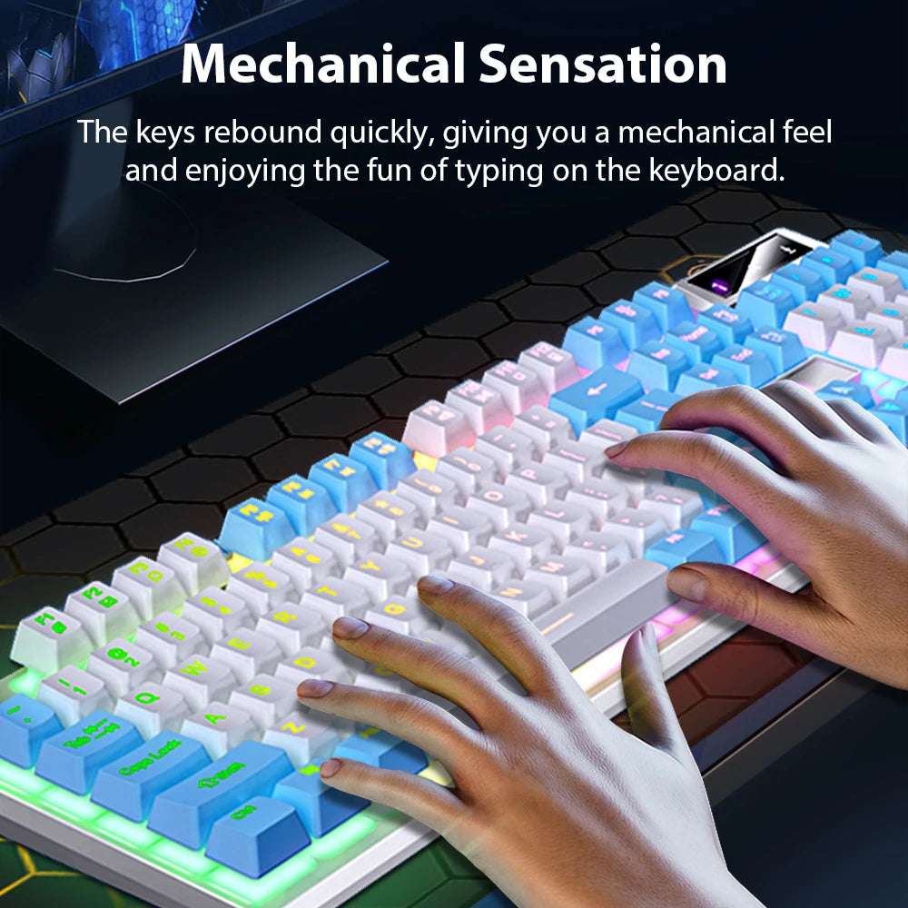 K500 Keyboard Mixed Color White Pink Keycaps 104 Keys Wired Gaming Keyboard for Laptop PC