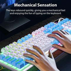 K500 Keyboard Mixed Color White Pink Keycaps 104 Keys Wired Gaming Keyboard for Laptop PC