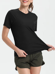 Women's Solid Color Ultralight Quick Dry Sport T-Shirt,Breathable Lightweight  ,Running Gym Compression Shirt