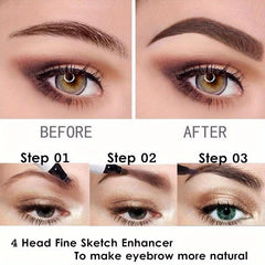 4 Splitted Head Eyebrow Pencil Long Last  Smudge Proof Waterproof Sweat Proof High Pigmented Easy Applying Liquid Eyebrow Pencil