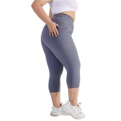 Plus size yoga pants for women Leggings fitness tummy tuck butt lift slim yoga pants with pocket summer sports cropped trousers