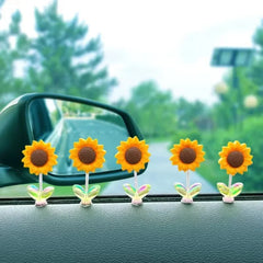 New 5 Pieces Car Dashboard Ornament Decoration Car Window Decoration Sunflower Design Car Decoration Car Interior Accessories