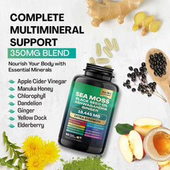 2 Bottles 15250MG Pure Himalayan SHILAJIT Capsules+ Sea Moss Capsules Immunity Support