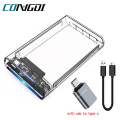 علبة محرك أقراص صلبة SATA SSD مقاس 2.5 بوصة بمنفذ USB 3.0 مع سرعة نقل 5 جيجابت في الثانية، وعلب أقراص صلبة خارجية متنقلة وكابل