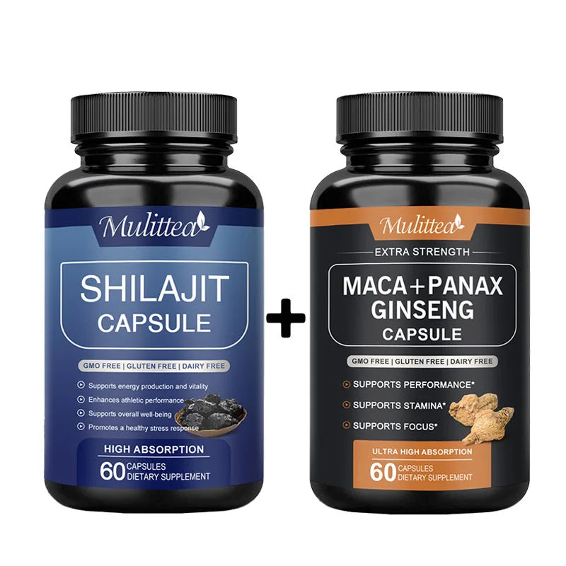 Mulittea Hot Sale 100% Organic Shilajit & Maca Capsules for Male Hormone Balance Energy Supplement Increased endurance