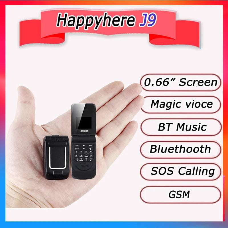 Mini J9 Flip cell Phone 0.66" Smallest Mobile Phone Wireless Bluetooth Dialer FM Magic Voice  russian language