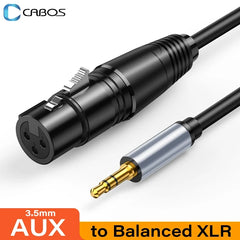 كابل صوت XLR إلى 3.5 مم، ميكروفون، سلك صوت تناظري متوازن، XLR أنثى إلى مقبس AUX 3.5 مم لجهاز الكمبيوتر والهاتف ومكبر الصوت