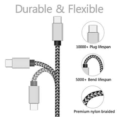 كابل USB من النوع C 2.4A شاحن بطارية سريع الشحن سلك كابل بيانات من النايلون المنسوج شاحن الهاتف المحمول لهواوي وسامسونج USB C
