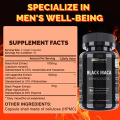HABUMAMA Black Maca Booster for Men - Maca Supplements for Health, Energy & Endurance, Muscle Mass