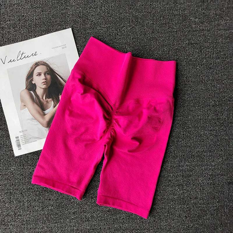 Summer Seamless Yoga Shorts High Waist Workout Shorts Women Sexy Booty Tummy Control Gym Leggings Breathable Running Shorts