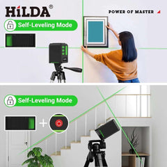 HILDA Laser Level 2 lines/5 Lines 360 Automatic Leveling Level Construction Tool Equipment Green Light Cross Laser Good Gift