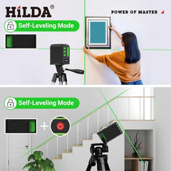 HILDA Laser Level 2 lines/5 Lines 360 Automatic Leveling Level Construction Tool Equipment Green Light Cross Laser Good Gift