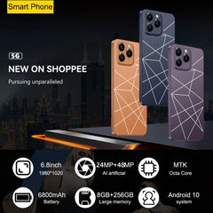 Global Version I16 Pro Max Smartphone Android,6.8'',12GB RAM 512GB ROM,Dual SIM,Mobile phones,Google Play Store,24+48MP,6800mAh