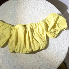 Fashion Baby Girl Cotton Tshirt Off Shoulder Candy Color Summer Child Short Blouse Puff Sleeve Crop Top Baby Clothes 1-7Y