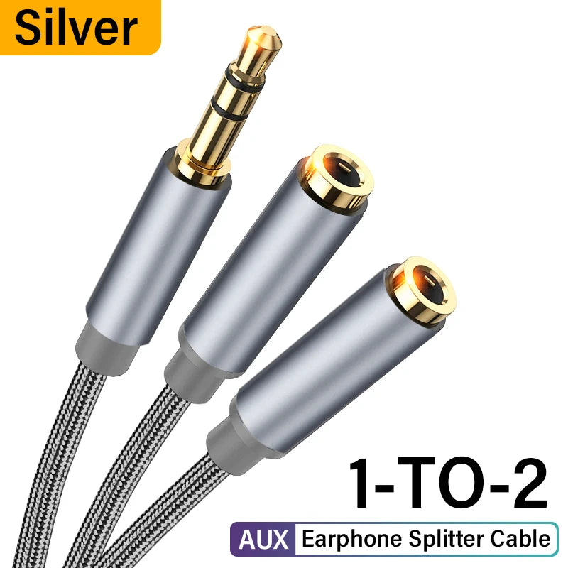 Headphone Splitter Cable 3.5mm Male to 2 Female Jack 3.5mm Extension Cable AUX Adapter for Phone Laptop MP3 Audio Splitter Cable
