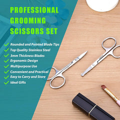 Eyebrow and Nose Hair Scissors, Comfort-Grip Handles, Facial Hair Grooming, Eyebrow, Nose, Mustache, Beard