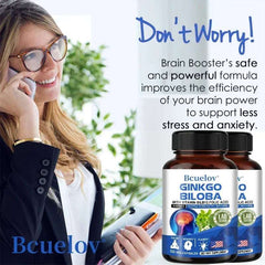 Ginkgo Biloba Capsules Memory Support Supplement, Brain Function & Mental Alertness, Focus, Concentration, with Vitamin B6 B12