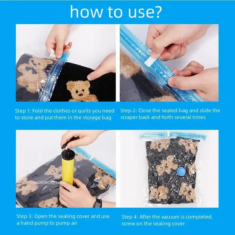 3/5PCS Vacuum Storage Bags For Clothes,Bedding,Space Saving Bags Storage Vacuum Seal Packet,Folding Compressed Organizer Bag
