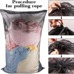 Large Size Laundry Mesh Bag Solid Color Drawstring Laundry Bag Anti-snagging Anti-deformation Mesh Clothes Washing Bag 60x90cm