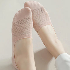 5Pairs Women Invisible Boat Mesh Socks Summer Silicone Non-slip Breathable Comfortable Mesh Sock Low Cut Female Ultra-thin Sox