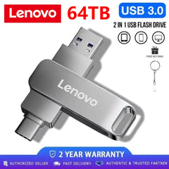 محرك أقراص USB 3.2 USB 3.2 من لينوفو بسعة 64 تيرابايت و16 تيرابايت و2 تيرابايت ومحرك أقراص USB محمول عالي السرعة من المعدن ومحرك أقراص SSD من Cle U Disk Flash Drive Memoria