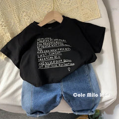 2025 Summer Loose Baby Letter Print Short Sleeves T-Shirt Children Boy Girl Fashion Cotton Tees Kid Casual Tops Toddler T-Shirts