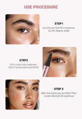 4 Fork Tip Eyebrow Pencil 3D Microblading Waterproof Dark Brown Natural Colour Fine Stroke Magic Eyebrow Pencil 2024 New Ladies