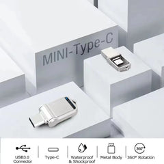 محرك أقراص فلاش USB Type-c 2 في 1 من شاومي بسعة 2 تيرابايت 3.1، عالي السرعة، نقل بيانات، قرص معدني مقاوم للماء، عالمي للهواتف المحمولة والكمبيوتر